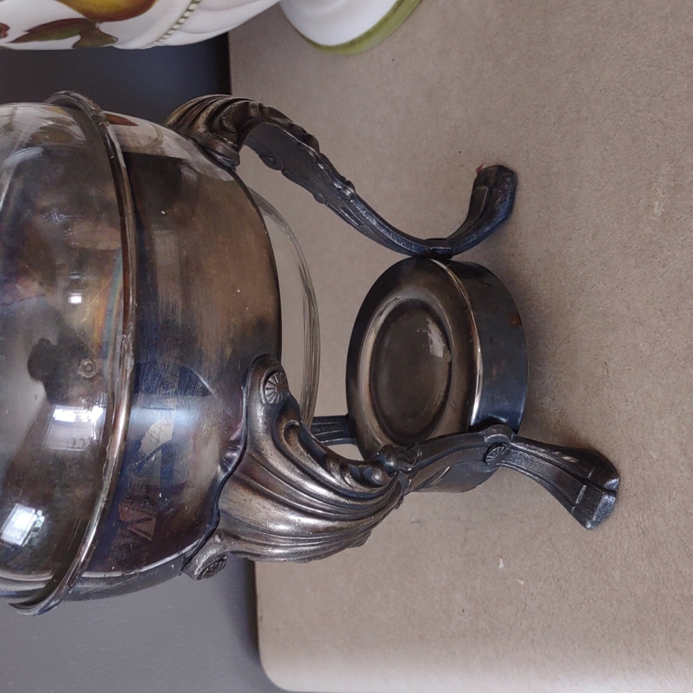 Antique Silver Plate And Glass Wine or Water Carafe - Picture 4 of 7